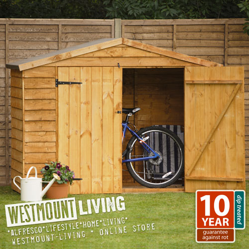  FT 7x3 7x3FT OVERLAP WOODEN GARDEN BIKE BICYCLE STORE LOG STORAGE SHED