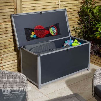 4 x 2 FT Plastic Garden Storage Chest Box Bench - Dark Grey