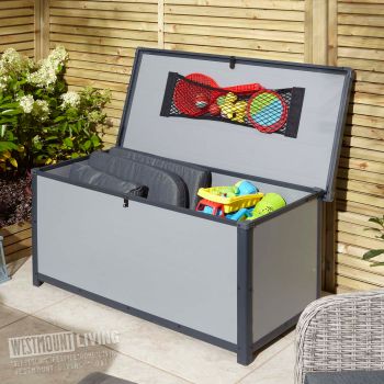 4 x 2 FT Plastic Garden Storage Chest Box Bench - Light Grey