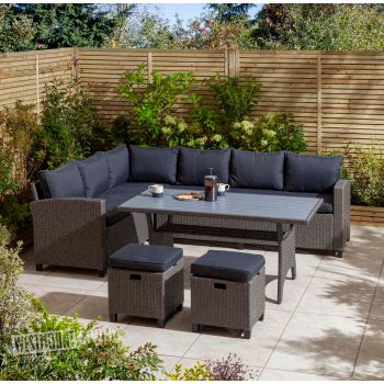 Weatherproof Rattan Effect 4 Piece Corner Dining Set - Natural Weave