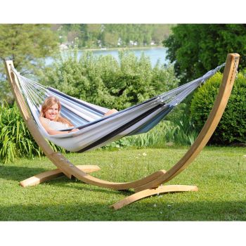 1 Person Single Weatherproof Hammock and Wooden Stand Set Marine