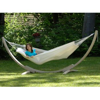 1 Person Single Hammock and Wooden Stand Set Natural