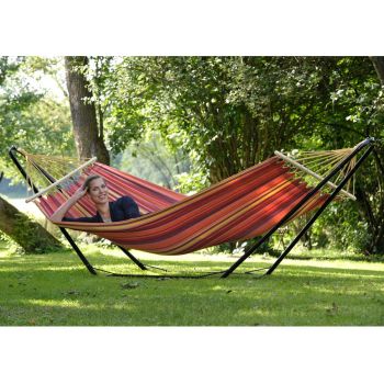 1 Person Single Weatherproof Hammock and Metal Stand Set Vulcano