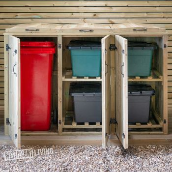 Superior Single Rubbish Wheelie Bin & 4 Recycle Box Combi Store