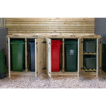 Superior Quad Rubbish Wheelie Bin & 2 Recycle Box Combi Store