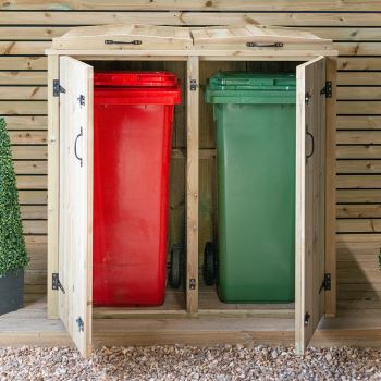 Superior Double Rubbish Wheelie Bin Store (For 360L Bins)