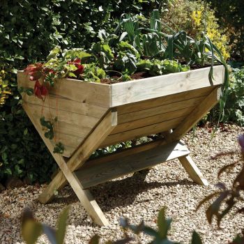 Attractive Wooden Kitchen Garden Trough Planter