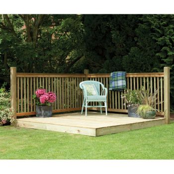 8'2" x 8' FT (2.5m x 2.4m) Wooden Garden Patio Decking Kit With Handrails
