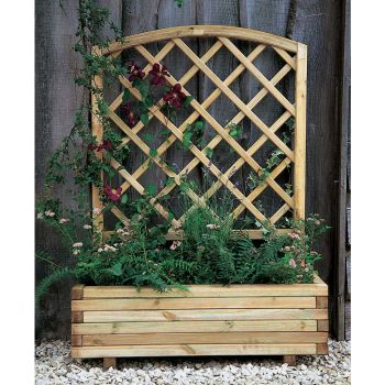 3 x 1 FT Wooden Rectangular Garden Planter & Lattice Back Panel
