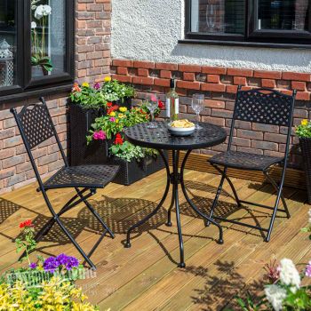 Havana Lattice Bistro Set – Black