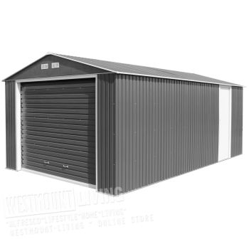 12'2" x 25'9" FT (3.7 x 7.8m) Hot Dipped Galvanised Steel Metal Workshop Garage Anthracite