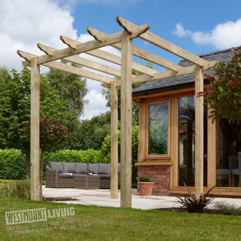 7'10" x 7'10" FT (2.4 x 2.4m) Traditional 4 Post Wooden Garden Pergola