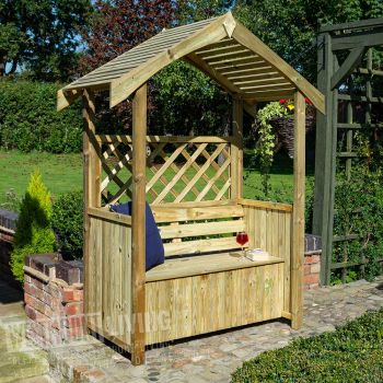 Traditional Wooden Garden Arbour with Storage Seat