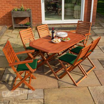 7 Piece Hardwood Table And Chair Garden Dining Set