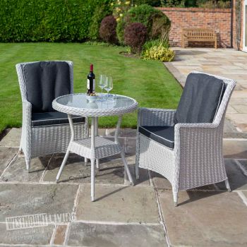 Weatherproof Rattan Effect Bistro Set - Putty Grey