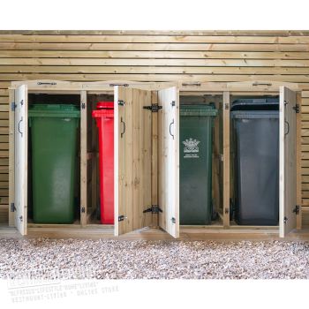 Superior Quad Rubbish Wheelie Bin Store (For 360L Bins)