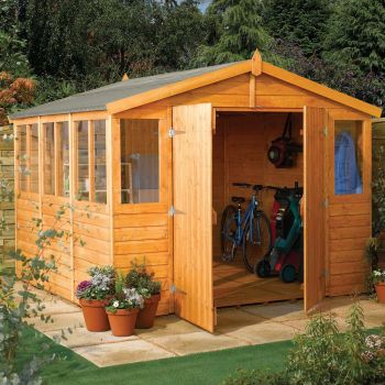 9'5" x 12'5" FT (2.9 x 2.8m) Wooden Shiplap Apex Garden Shed Workshop