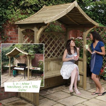 2 in 1 Seated BBQ Party Garden Arbour Bench Seat