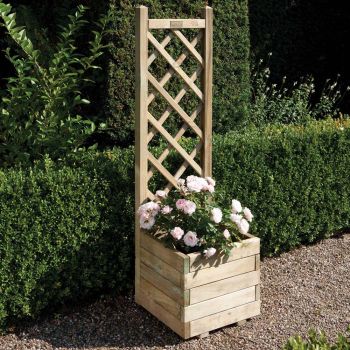 1.5 x 1.5 FT Wooden Square Garden Planter & Lattice Panel