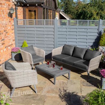 Weatherproof Rattan Effect Sofa Chair + Table Set