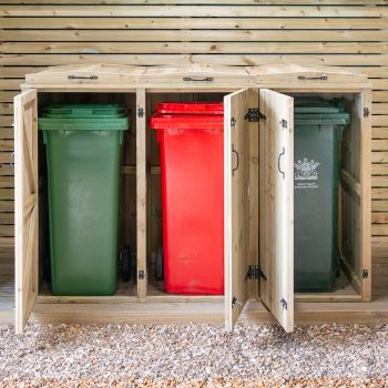 Superior Triple Rubbish Wheelie Bin Store (For 360L Bins)