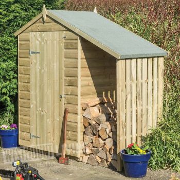 6'4.8' x 3'1" FT (1.95 x 0.94m) Wooden T&G Shiplap Garden Shed w/ Lean-To