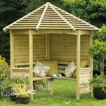 Corner Wooden Garden Arbour Bench Seat