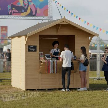 Wooden Loglap Timber 8x6 Garden Bar Market Stall Kiosk with Serving Hatch