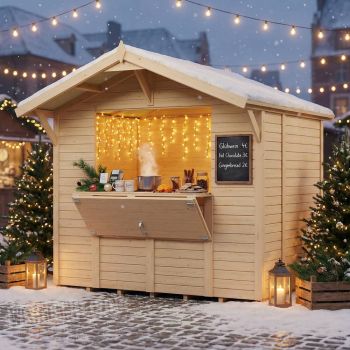 Wooden T&G Timber 8x6 Garden Bar Market Stall Kiosk with Serving Hatch