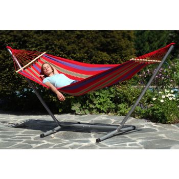 1 Person Single Weatherproof Hammock and Metal Stand Set Cayenne
