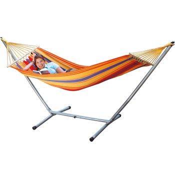 1 Person Single Hammock and Metal Stand Set Sunset
