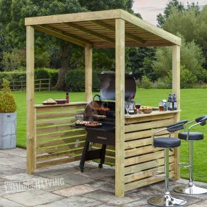 Wooden BBQ Cooking Shelter