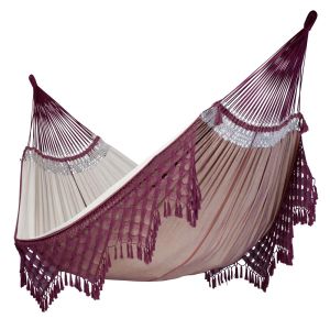 XL Family Sized Stretchy Cotton Garden Hammock Natural Bordeaux