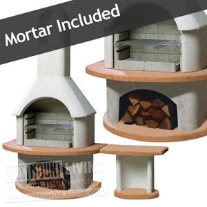 Large Masonry Barbecue Fireplace Carmen with Side Table Set