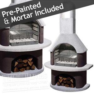 Large Stone Masonry Barbecue Fireplace Milano