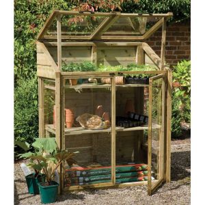 3'11" x 2' FT (1.2 x 0.6m) Wooden 3 Tier Garden Mini Greenhouse Coldframe Potting Bench