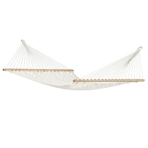 2 Person Double Cotton Spreader Bar Net Hammock Natural