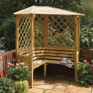 Right-Angled Wooden Garden Arbour Corner Seat