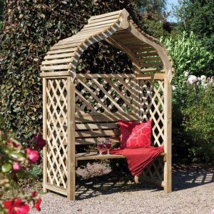 Eastern Influenced Slatted Garden Arbour Seat