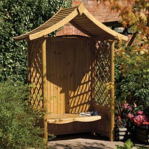 Lattice Sided Wooden Garden Arbour Bench Seat