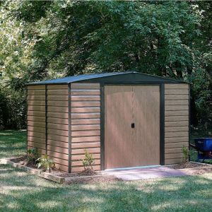 10'3" x 7'11" FT (3.1 x 2.4m) Metal Shiplap-Wood-Look Apex Shed