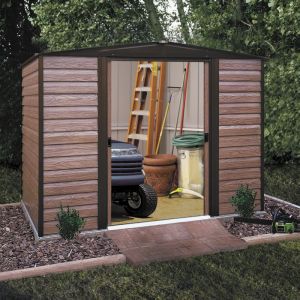 10'3" x 5'11" FT (3.1 x 1.8m) Metal Shiplap-Wood-Look Apex Garden Shed