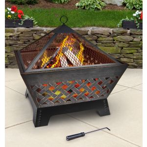 Large 67cm Square Firepit Patio Brazier with Cover