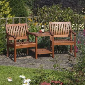 Two Seater Hardwood Companion Garden Love Bench