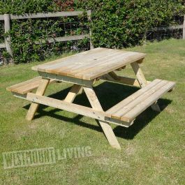 4FT 1.2m Pressure Treated Picnic Pub Style Garden Table Bench