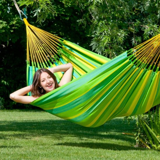 La Siesta Sonrisa 1 Person Single Lime Cotton Garden Hammock from